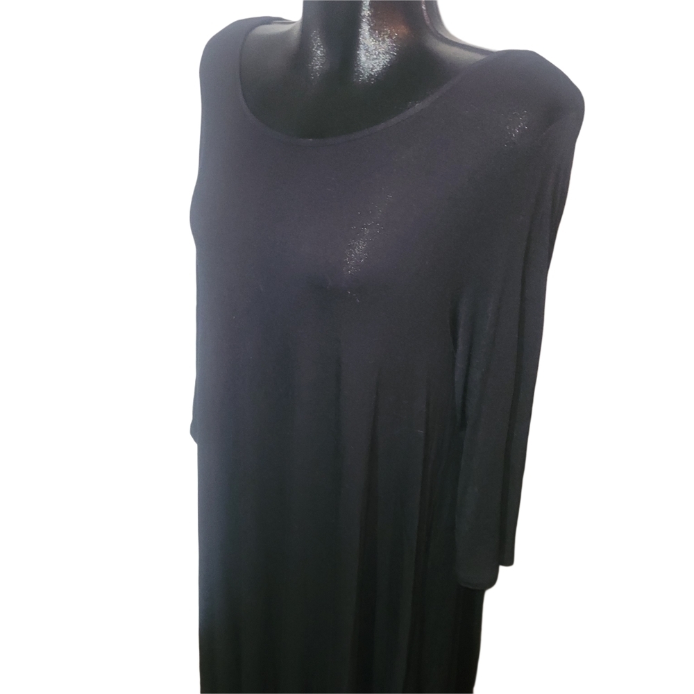 Philosophy Black 3/4 Sleeve High Low Designed Maxi Dress Size L - Picture 3 of 7